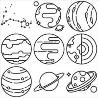 Space icon set outline style part four vector