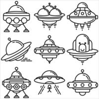 Space icon set outline style part nine vector