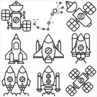 Space icon set outline style part six vector