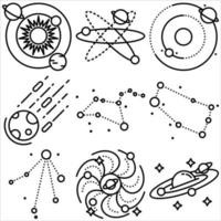 Space icon set outline style part two vector