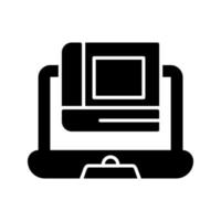 Online Learning Glyph Black Icon vector