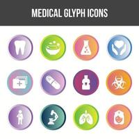 conjunto de iconos de glifo médico único vector