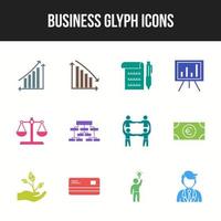 Unique Business Glyph icon set vector