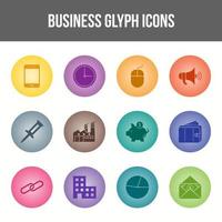 Unique Business Glyph icon set vector