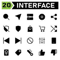 User interface icon set include folder, file, document, user interface, wrench, setting, preferences, tool, sound, multimedia, volume, you tube, video, social, lamp, bulb, light, idea,dumbbell,fitness vector