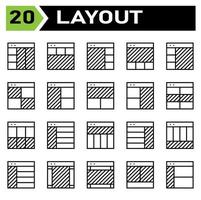 Layout icon set include layout, grid, dashboard, interface, user interface, align, template, design, flayer, graphic, cover, poster, vector, banner, creative, concept, brochure, abstract, modern, bus vector