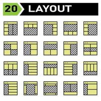 Layout icon set include layout, grid, dashboard, interface, user interface, align, template, design, flayer, graphic, cover, poster, vector, banner, creative, concept, brochure, abstract, modern, bus vector