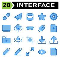 User interface icon set include plug, cable, connector, electric, power, mail, send mail, send, letter, communication, server, data storage, database, storage, data, star, favorite, feedback, bookmark vector