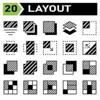 Layout icon set include layout, grid, dashboard, interface, user interface, align, template, design, flayer, graphic, cover, poster, vector, banner, creative, concept, brochure, abstract, modern, bus vector