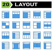 Layout icon set include layout, grid, dashboard, interface, user interface, align, template, design, flayer, graphic, cover, poster, vector, banner, creative, concept, brochure, abstract, modern, bus vector