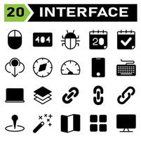 User interface icon set include download, arrow, down, downloading, compass, direction, navigation, dashboard, speedometer, performance, indicator, phone, mobile, smart phone, gadget, keyboard vector