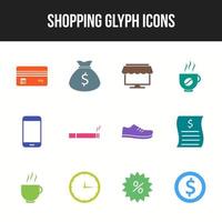 Unique Shopping Glyph icon set vector