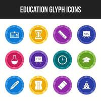 conjunto de iconos de glifo de educación única vector