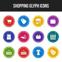 Unique Shopping Glyph icon set vector