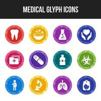 conjunto de iconos de glifo médico único vector