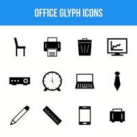 Unique Office Glyph icon set vector