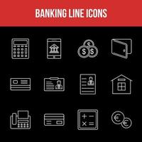 Unique Banking Line icon set vector