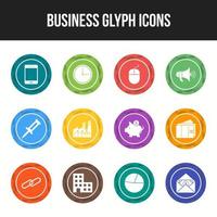 Unique Business Glyph icon set vector