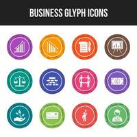 Unique Business Glyph icon set vector