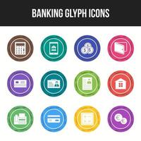 Unique Banking Glyph icon set vector