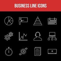 Unique Business Line icon set vector