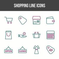 Unique Shopping Line icon set vector