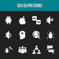 conjunto único de iconos de glifos seo vector