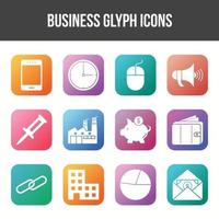Unique Business Glyph icon set vector