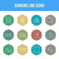 Unique Banking Line icon set vector