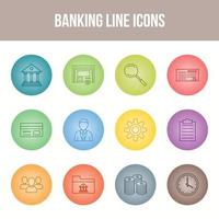 conjunto de iconos de línea bancaria única vector