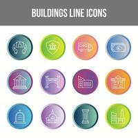 Unique Buildings Line icon set vector