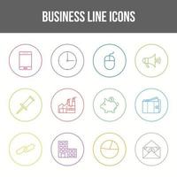 Unique Business Line icon set vector