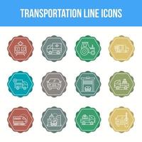 conjunto de iconos de línea de transporte único vector