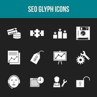 Unique SEO Glyph icon set vector