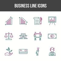 Unique Business Line icon set vector