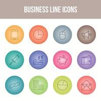 Unique Business Line icon set vector
