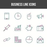 Unique Business Line icon set vector