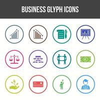 Unique Business Glyph icon set vector