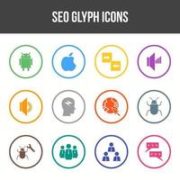 conjunto único de iconos de glifos seo vector