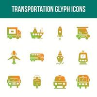 conjunto de iconos de glifo de transporte único vector