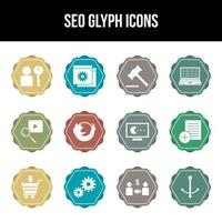 Unique SEO Glyph icon set vector