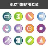 Unique Education Glyph icon set vector