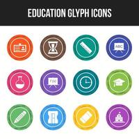 Unique Education Glyph icon set vector