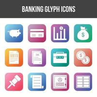 Unique Banking Glyph icon set vector