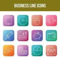 Unique Business Line icon set vector