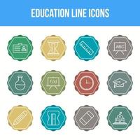 Unique Education Line icon set vector