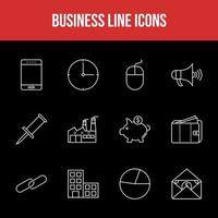 Unique Business Line icon set vector