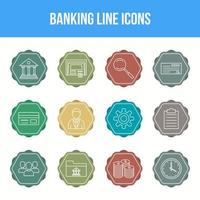 Unique Banking Line icon set vector