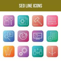 conjunto único de iconos de línea seo vector