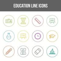 conjunto de iconos de línea de educación única vector